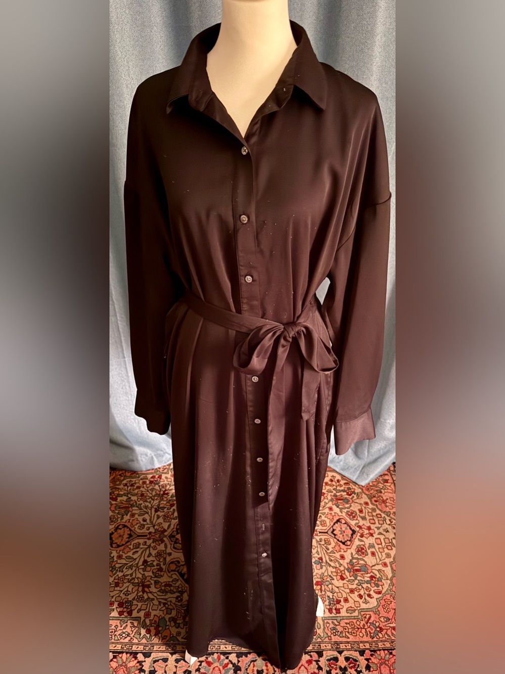Banana Republic Black Maxi Shirt Dress with Removable Tie Belt